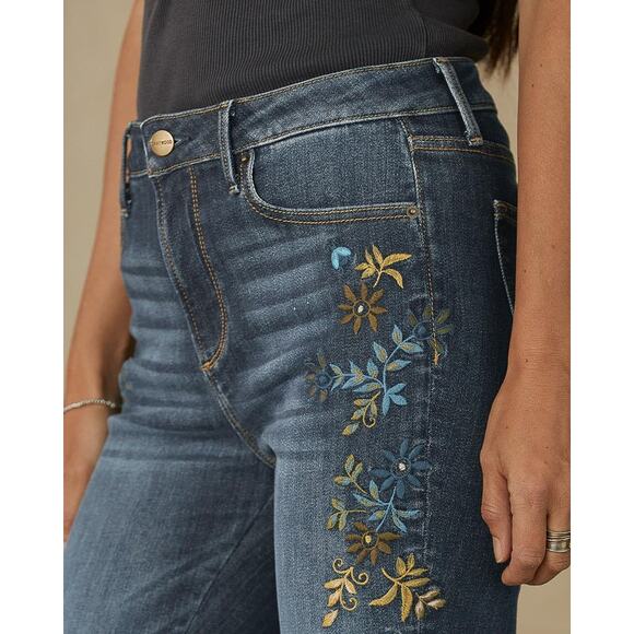 Sundance Driftwood Audrey Cassia Embroidered Floral Jeans | Dark Wash | SZ 28 - Picture 5 of 14